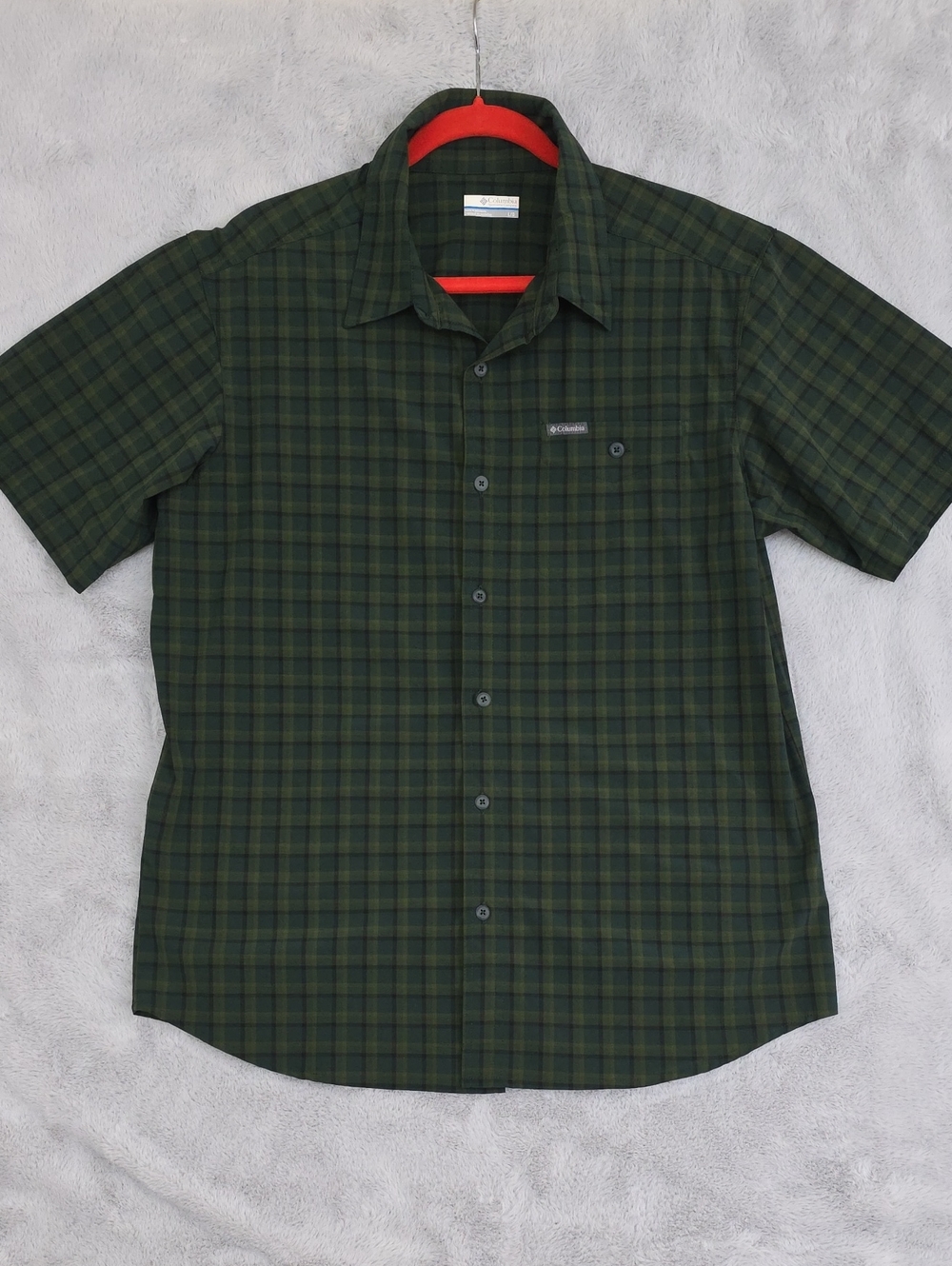 Columbia Green Plaid Short-Sleeve Button-Down Shirt